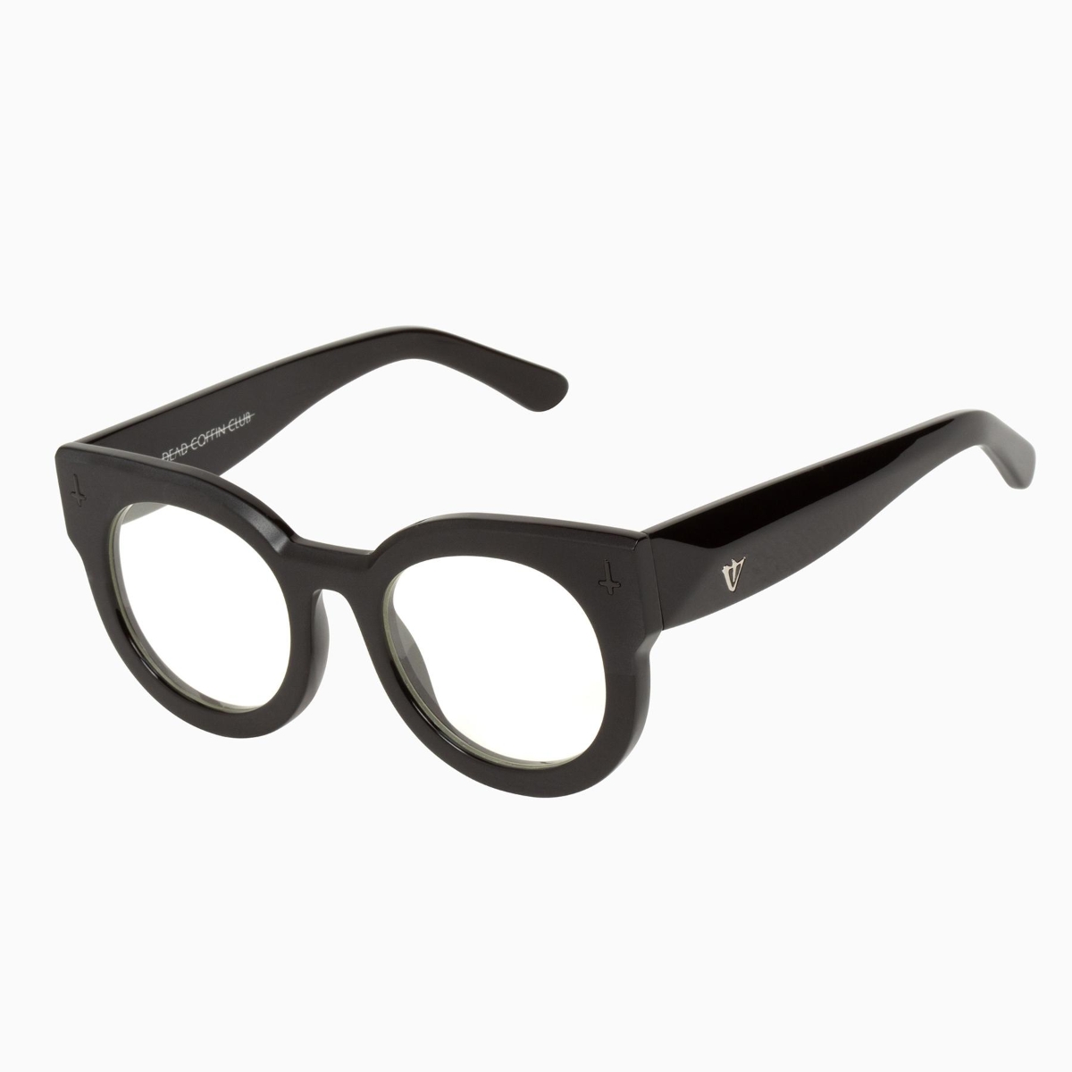 Valley Eyewear - A Dead Coffin Club S0159-CLR Matte to Gloss Black w. Inverted Crosses/Clear Lens