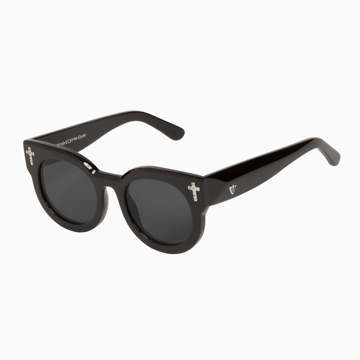 Valley Eyewear - A Dead Coffin Club S0516 Gloss Black w.Crystal Crosses