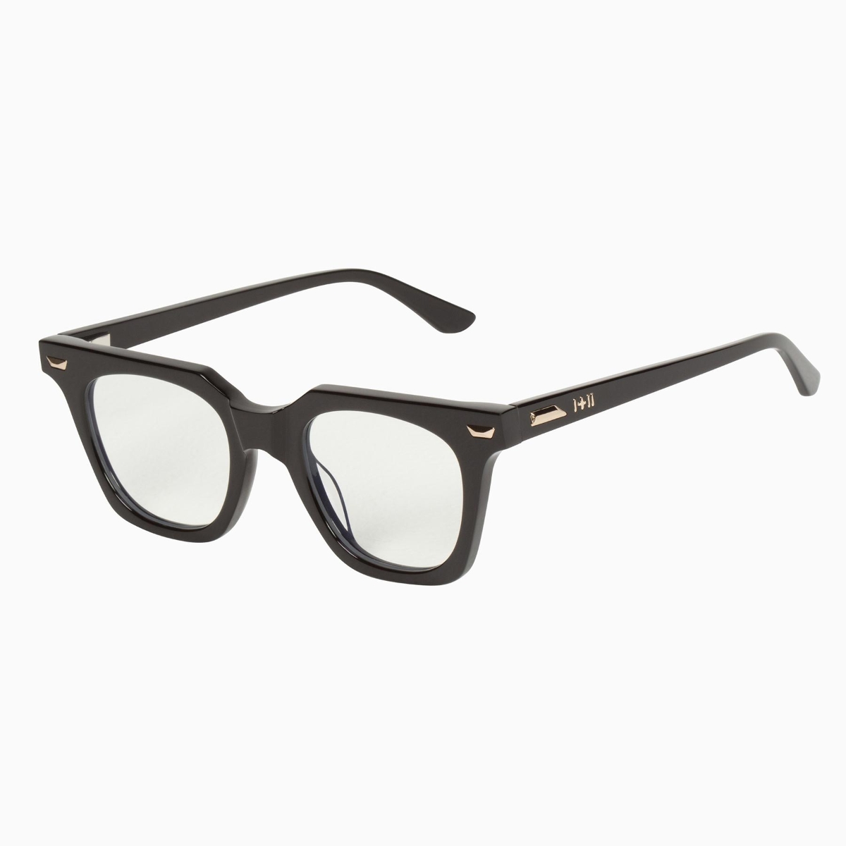 Valley Eyewear - Dylan Kain S0522-CLR Gloss Black w.24k Gold Metal Trim/Clear Lens