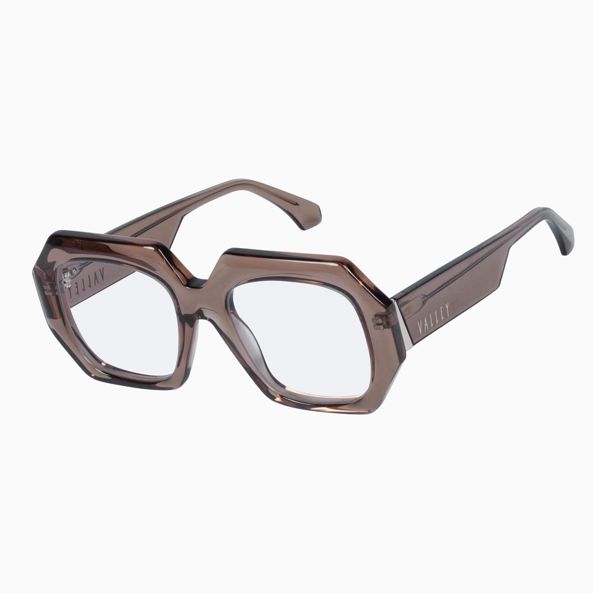 Valley Eyewear - Monolith S0691-CLR Transparent Mocha w.Gold Metal Trim/Clear Lens