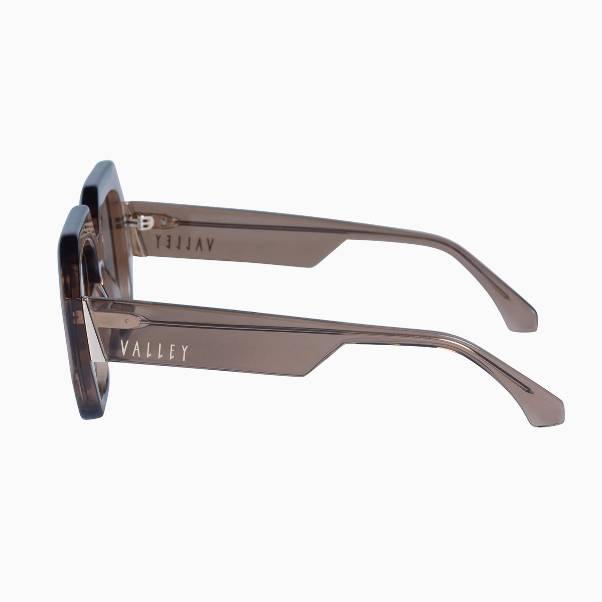 Valley Eyewear - Monolith S0691-CLR Transparent Mocha w.Gold Metal Trim/Clear Lens