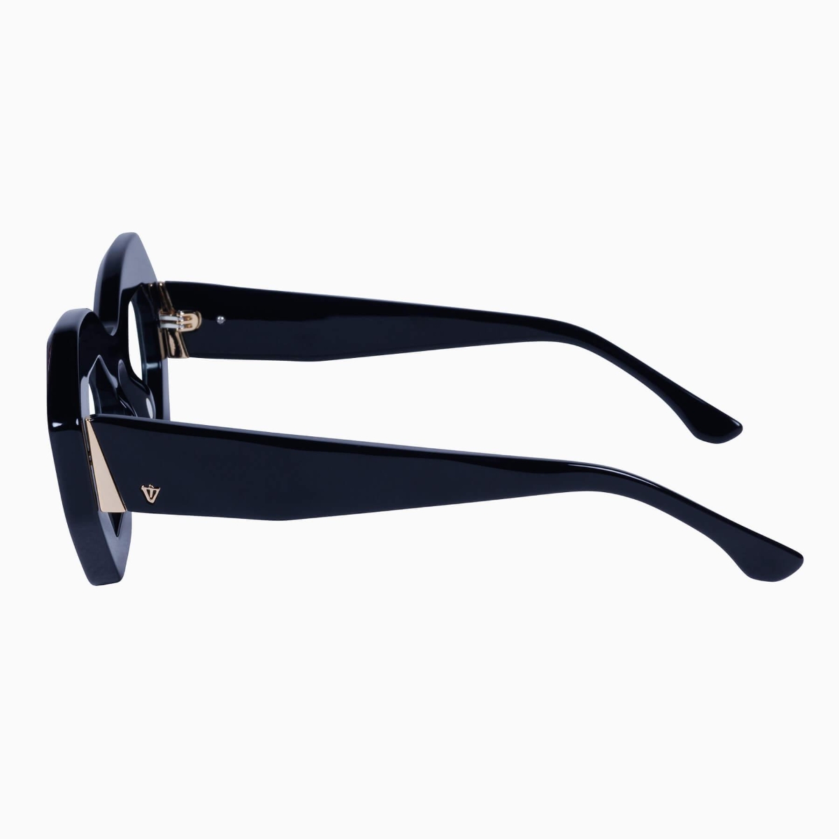 Valley Eyewear - Opera S0753-CLR Gloss Black w/Gold Metal/Clear Lens