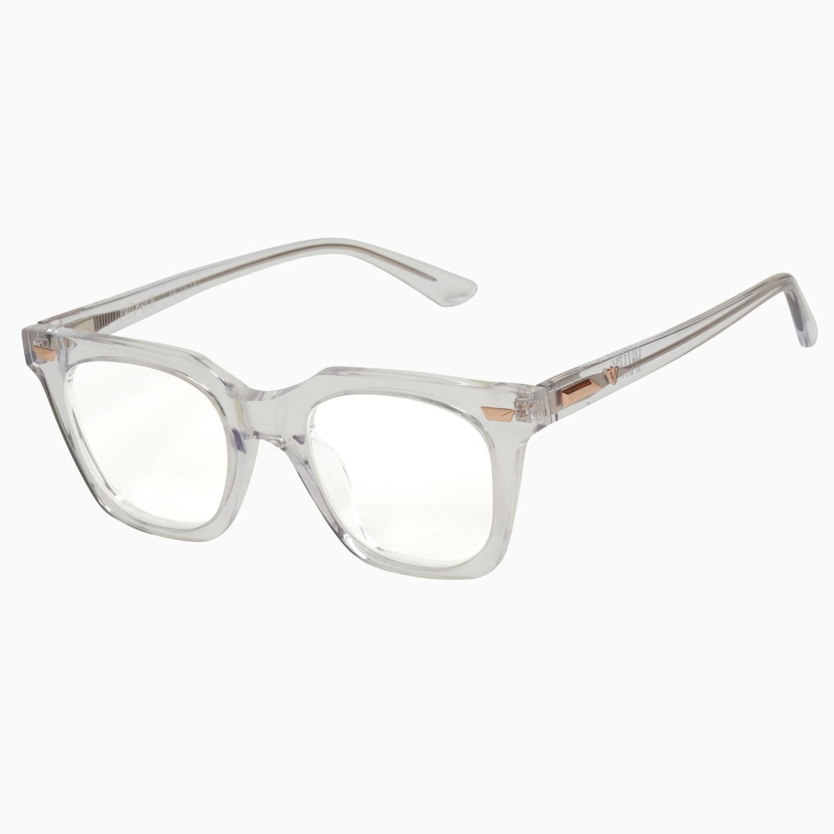 Valley Eyewear - Prisoner S0460-CLR Crystal w/ Gloss Rose Gold Metal Trim/Clear Lens