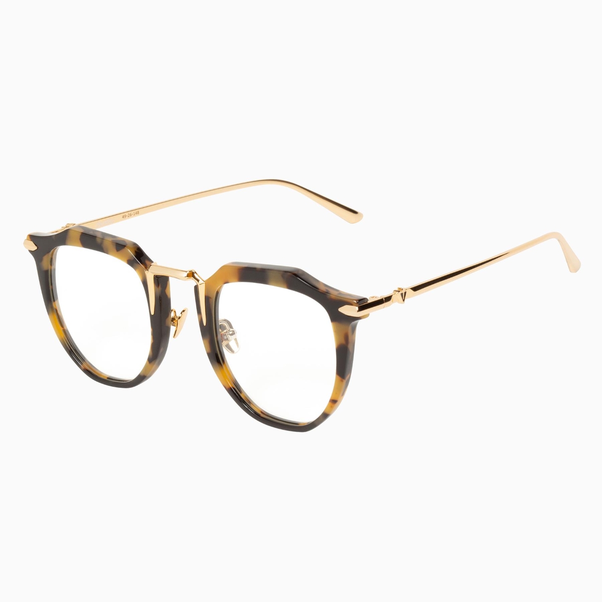 Valley Eyewear - Chateau S0357-CLR Yellow Tortoise w.Gold Titanium Trim/Clear Lens